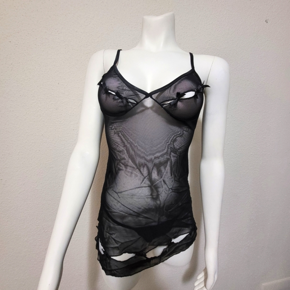 Elegant Black Sheer Lingerie Babydoll